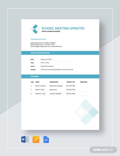 school meeting minutes template1