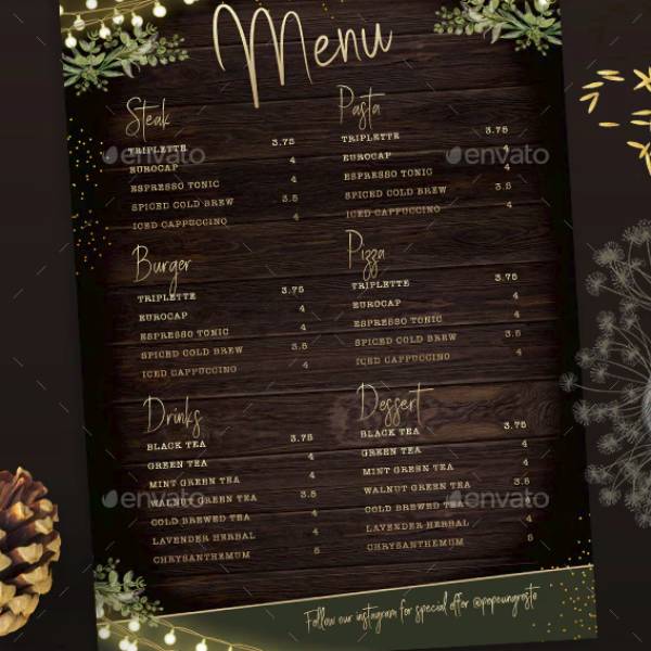 Rustic Menu 10  Free Templates in MS Word Photoshop InDesign