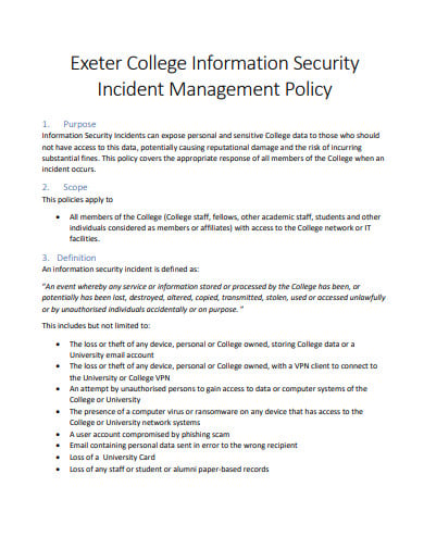 security incident management policy template