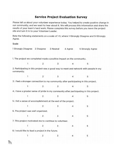 7+ Service Evaluation Survey Templates in PDF