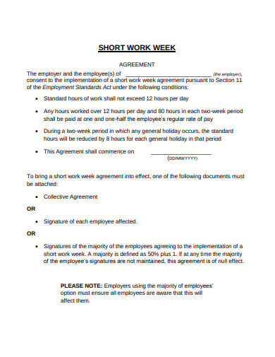 short work agreement template