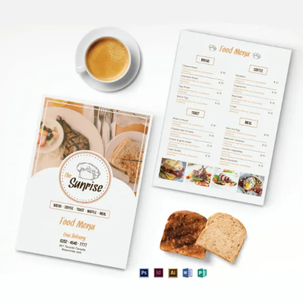 simple breakfast coffee menu samples