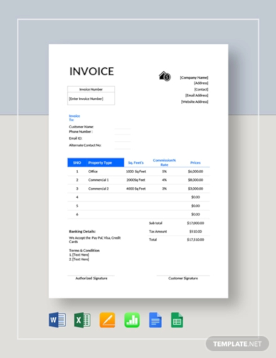 simple commercial real estate invoice template
