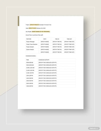 simple daily production report template