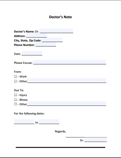 simple doctors note template