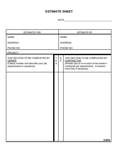 simple estimate sheet template1