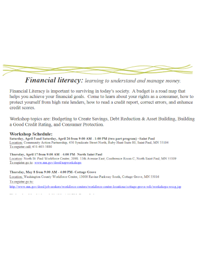 simple financial literacy flyer template
