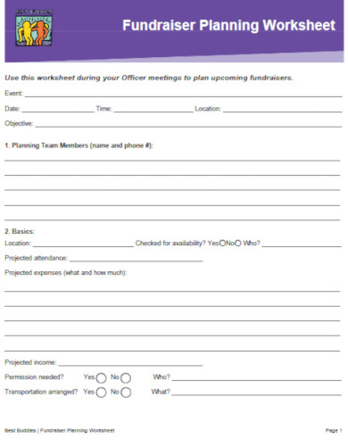 10+ Fundraiser Worksheet Templates - PDF