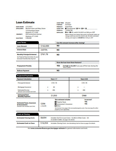 Loan Estimate Template