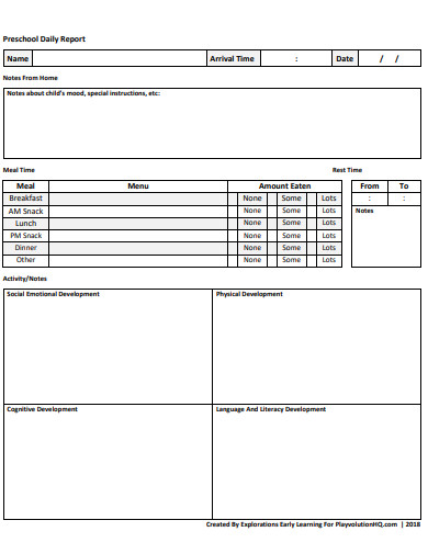 6+ Preschool Daily Report Templates in PDF | Free & Premium Templates