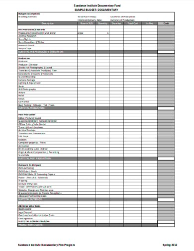 11  Production Budget Templates Google Docs Google Sheets PDF