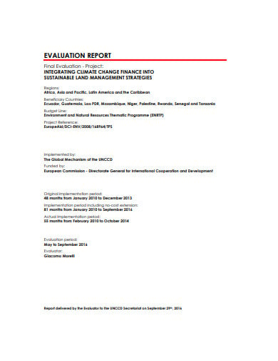 simple project evaluation report