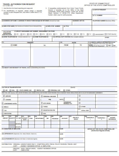simple travel authorization form layout