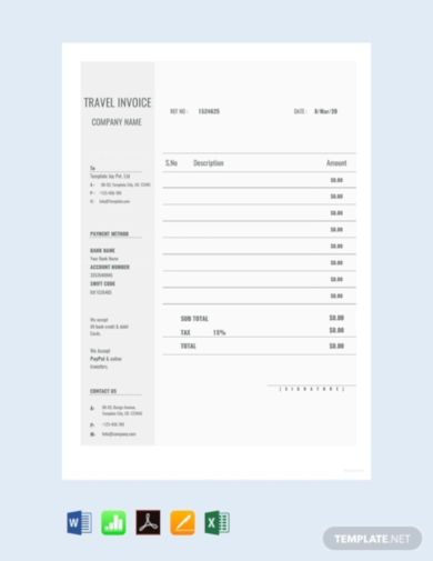 simple travel invoice template