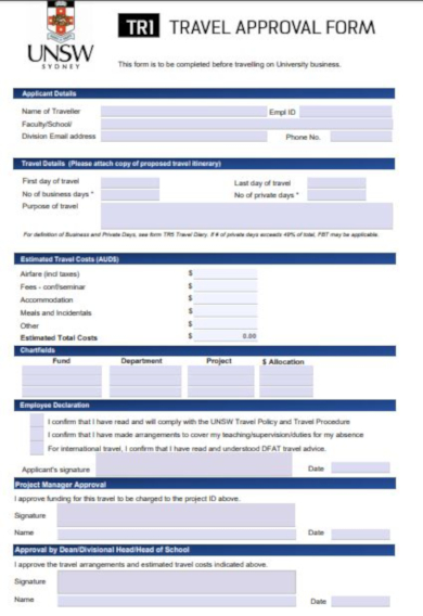 simple travel request form template