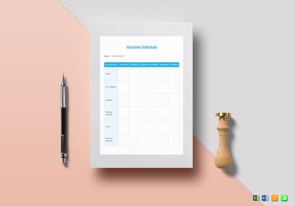 simple vacation schedule template