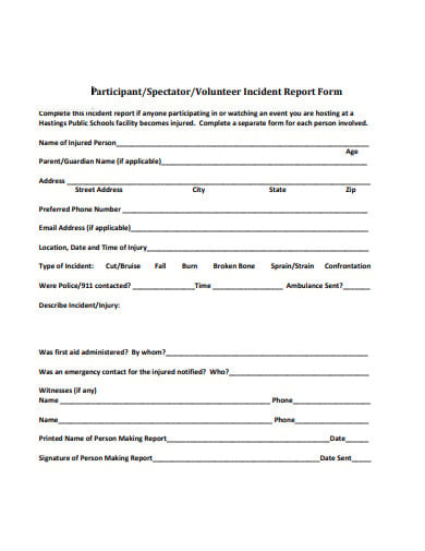 simple volunteer incident report template