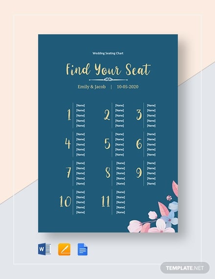 simple wedding seating chart template