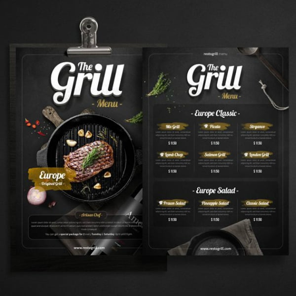 sleek barbecue grill menu format