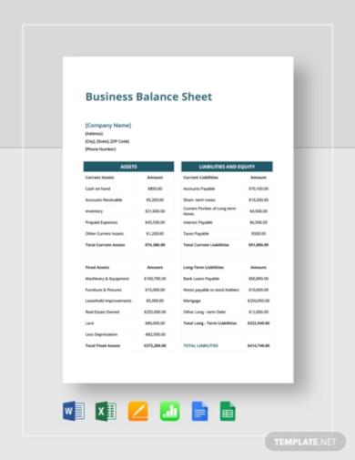 small business balance sheet