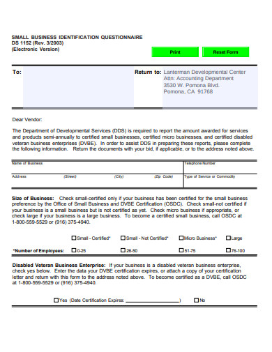 9+ Small Business Questionnaire Templates in PDF