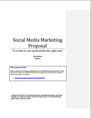 social media marketing proposal sample