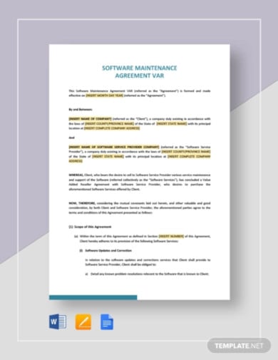 software-maintenance-agreement-var-template