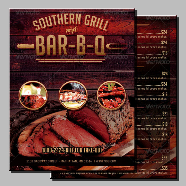 southern grill barbecue menu example
