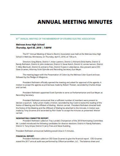 16 Annual Meeting Minutes Templates In Google Docs Word Pages PDF