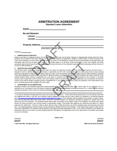 standard-arbitration-agreement-template