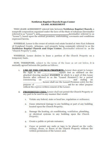 standard church lease agreement template