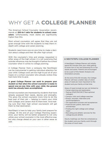 standard college planner in pdf