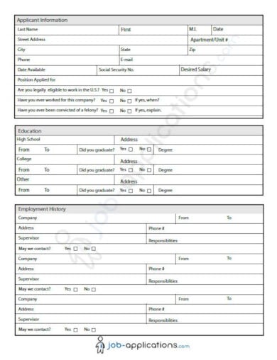 standard job application letter template