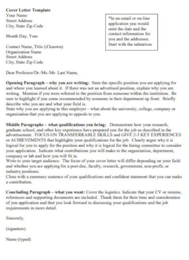 standard job cover letter template