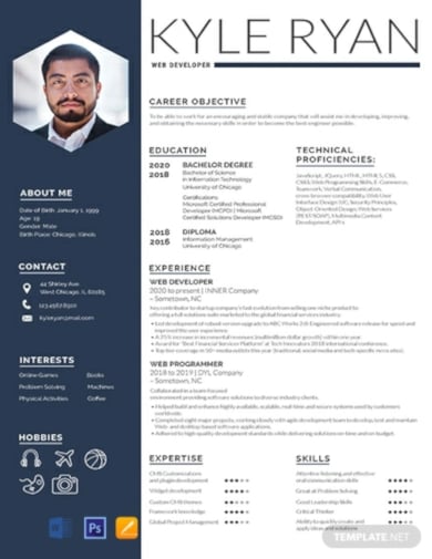 standard job resume template