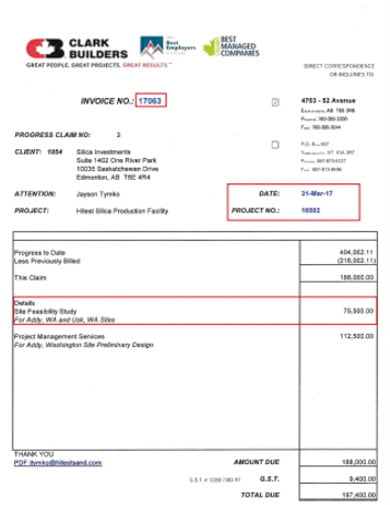 standard production invoice example