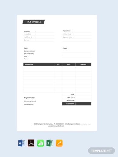 standard tax invoice template