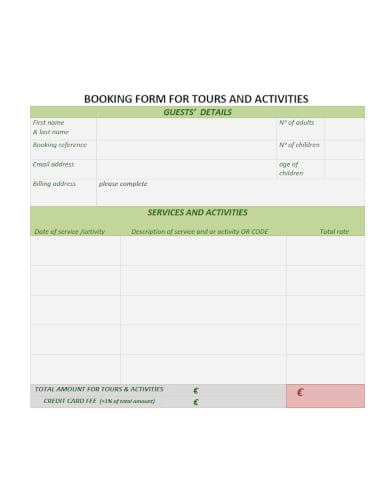 standard travel agency form template
