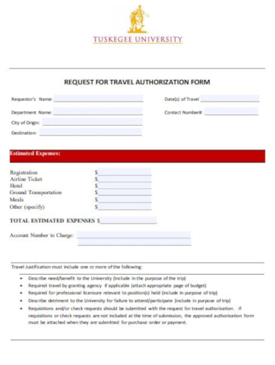 standard travel request form template