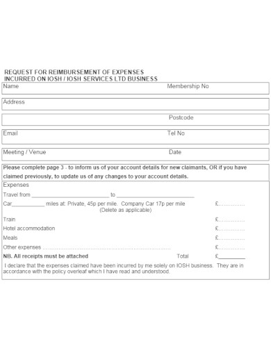 standard travelling allowance claim form template