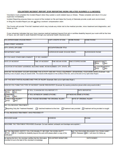 standard volunteer incident report template