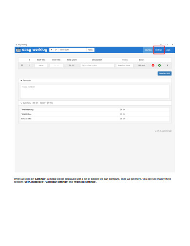 standard work log template