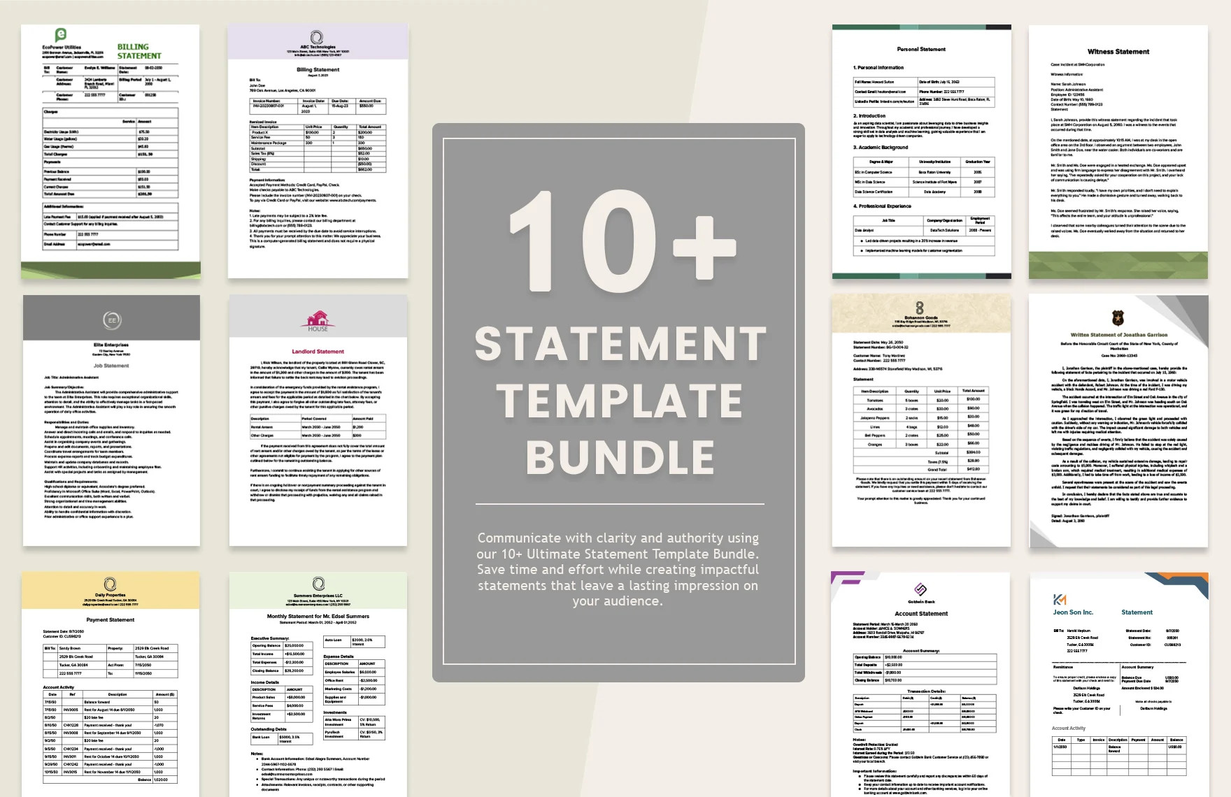 statement template bundle