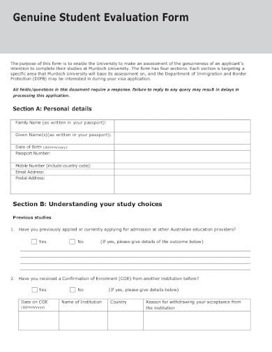 student-evaluation-form-template