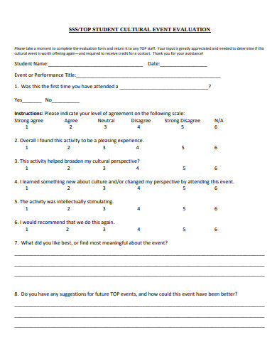 student event evaluation template