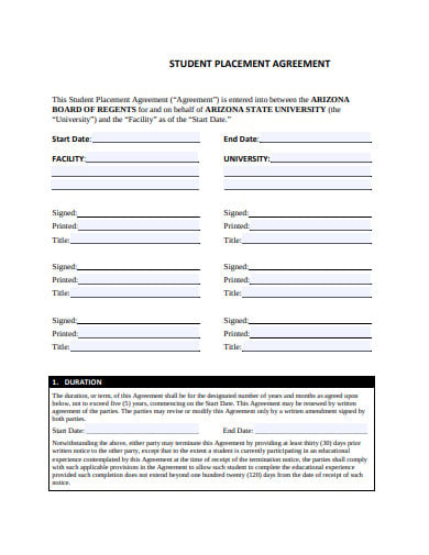 student placement agreement template