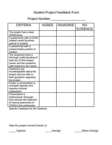 student project feedback template