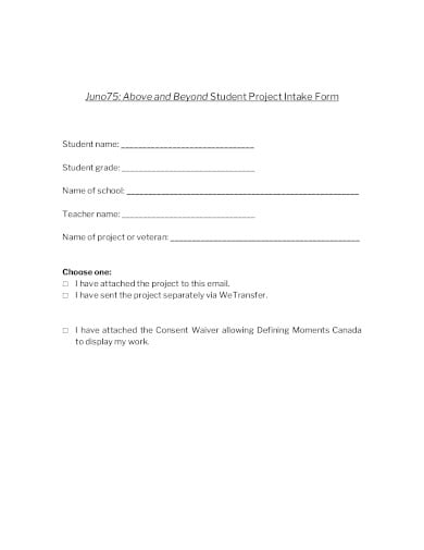 student project intake form template