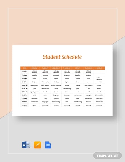 student-schedule-template