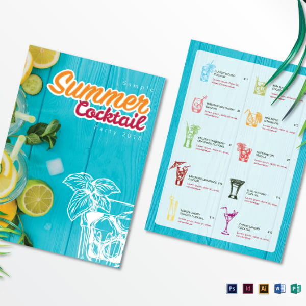 summer rustic cocktail menu format